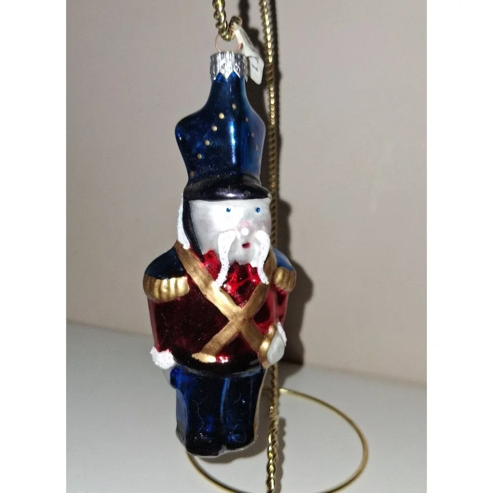 Pier 1 Poland Blown Glass Nutcracker Soldier Christmas Ornament 5.5